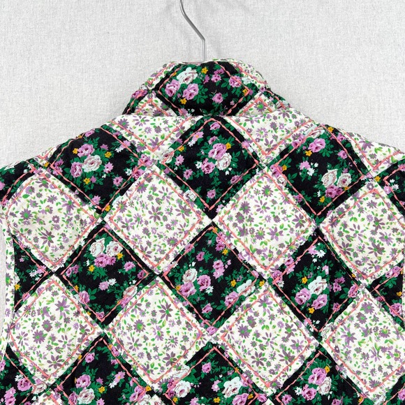 CLARE V Vest Womens Medium Large Black Multicolor Quilted Floral Reversible NWT - Picture 9 of 14